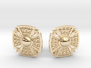Designer Shield Cufflinks in 14k Gold Plated Brass