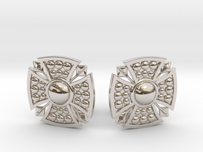 Designer Shield Cufflinks in Rhodium Plated Brass