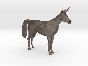 Lowpoly Unicorn in Polished Bronzed Silver Steel