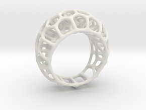 Voronoi Cell Ring II  (Size 54) in White Natural Versatile Plastic