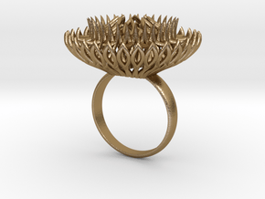 Ring Sun Flowers /size 9 1/2 US (19.4 mm) in Polished Gold Steel