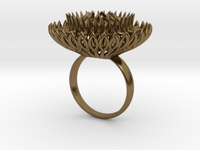 Ring Sun Flowers /size 9 1/2 US (19.4 mm) in Polished Bronze