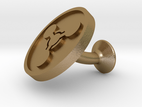 SINGLE Cufflink for CHEM - Chemical Hazard in Polished Gold Steel