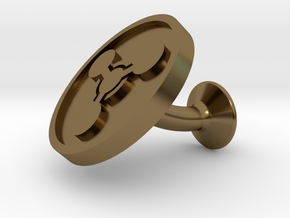 SINGLE Cufflink for CHEM - Chemical Hazard in Polished Bronze