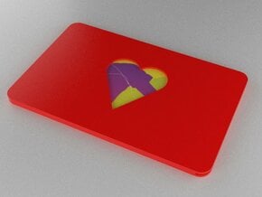 Gift Card Holder Heart Cutout in Red Processed Versatile Plastic