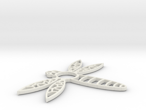 Dragonfly Pendant in White Natural Versatile Plastic