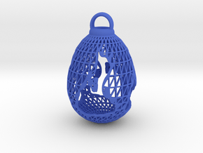 3D Printed Block Island Egg Ornament in Blue Processed Versatile Plastic