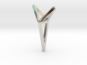 YOUNIVERSAL 3T Origami, Pendant. Sharp Chic in Rhodium Plated Brass