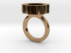 Flower Power Statement Ring in Polished Brass