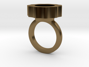 Flower Power Statement Ring in Polished Bronze
