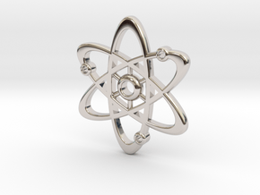 Atom Pendant in Rhodium Plated Brass