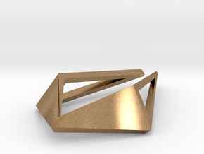 HIDDEN HEART Origami OS, Pendant. Sharp Chic in Natural Brass
