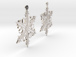Snowflake Earring Model B in Rhodium Plated Brass