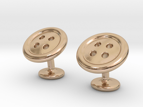 Button cufflinks in 14k Rose Gold Plated Brass