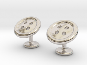 Button cufflinks in Rhodium Plated Brass