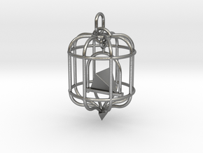 Platonic Birds - Tetrahedron in Natural Silver (Interlocking Parts)