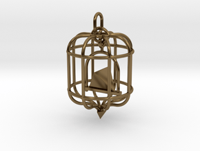 Platonic Birds - Tetrahedron in Polished Bronze (Interlocking Parts)