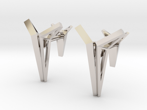 YOUNIVERSAL Origami Structure, Cufflinks in Rhodium Plated Brass