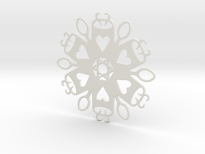 Coffee & Spoon Snowflake Ornament in White Natural Versatile Plastic