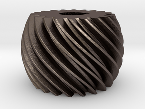 Convex helical gear in Polished Bronzed Silver Steel