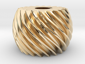 Convex helical gear in 14k Gold Plated Brass