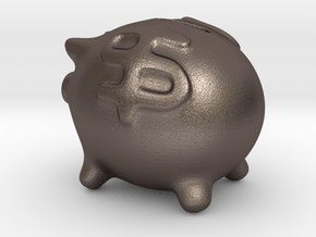 Piggy Bank in Polished Bronzed Silver Steel