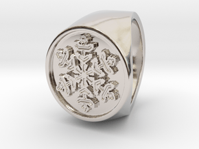 Snowflake - Signet Ring in Rhodium Plated Brass: 6 / 51.5