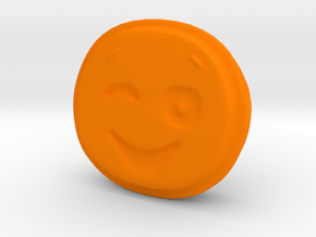 Winking EMOJI Face Pendant Charm in Orange Processed Versatile Plastic