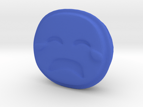 Sad Crying EMOJI Face Pendant Charm in Blue Processed Versatile Plastic