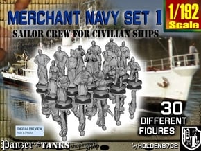 1-192 Merchant Navy Crew Set 1 in Tan Fine Detail Plastic
