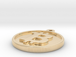 Bitcoin Keychain in 14k Gold Plated Brass