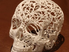 Skull Filagree v2 - 8cm in Tan Fine Detail Plastic