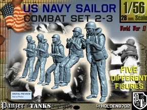 1-56 US Navy Sailors Combat SET 2-3 in Smooth Fine Detail Plastic