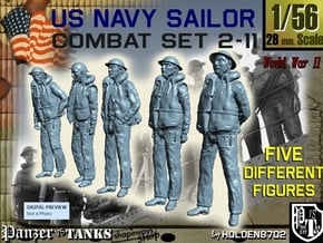 1-56 US Navy Sailors Combat SET 2-11 in Smooth Fine Detail Plastic