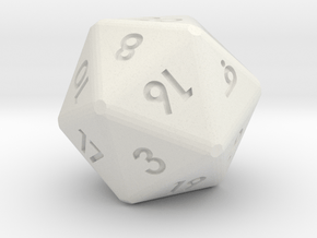 20-sided die (d20) in White Natural Versatile Plastic