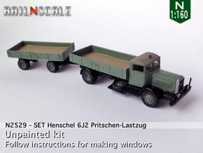Henschel 6J2 Pritschen-Lastzug (N 1:160) in Tan Fine Detail Plastic