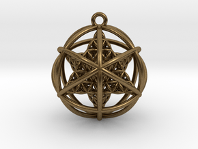 Flower of Life Planetary Merkaba 1.4" in Natural Bronze