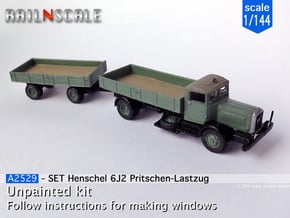 Henschel 6J2 Pritschen-Lastzug (1/144) in Smooth Fine Detail Plastic