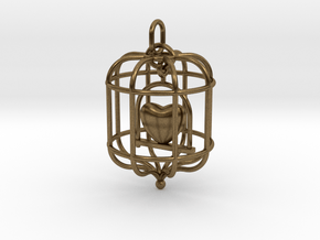 Caged Heart in Natural Bronze (Interlocking Parts)