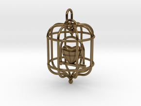Caged Heart in Polished Bronze (Interlocking Parts)