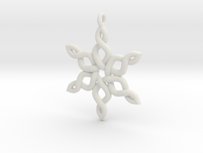 Snowflake Pendant 30mm in White Natural Versatile Plastic: Large