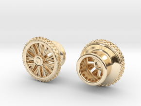 Dirtbike wheel Earing Tunnel 10mm 00G, pair in 14k Gold Plated Brass