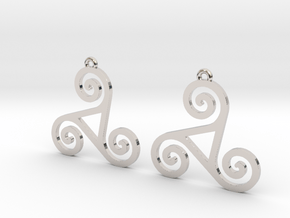 Triskele Earrings in Rhodium Plated Brass