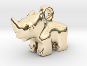 Baby Rhino Pendant in 14k Gold Plated Brass