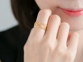 Unique Hexagon Ring  in 14K Yellow Gold