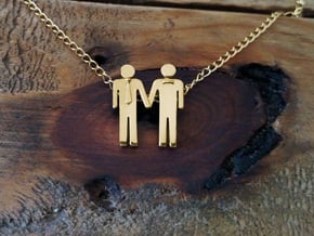 Man Loves Man Pendant - Love is Love Collection in Polished Brass