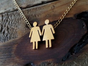 Woman Loves Woman Pendant- Love is Love Collection in Polished Bronze