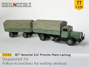 Henschel 6J2 Pritsche Plane-Lastzug (TT 1:120) in Tan Fine Detail Plastic