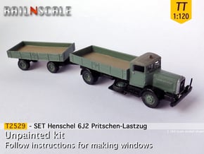 Henschel 6J2 Pritschen-Lastzug (TT 1:120) in Tan Fine Detail Plastic