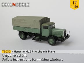 Henschel 6J2 Pritsche mit Plane (TT 1:120) in Smooth Fine Detail Plastic